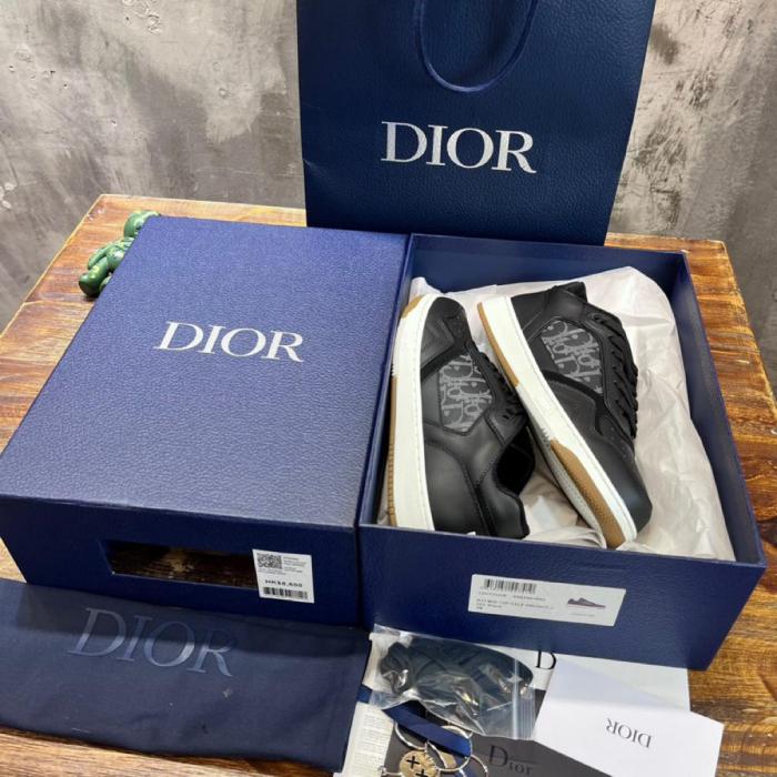 Dior B27 Low ERL Black Smooth Calfskin and Dior Oblique Galaxy Leather