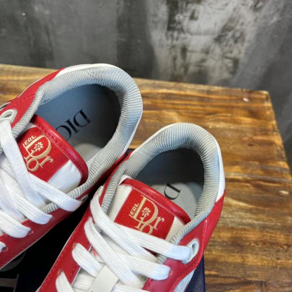 Dior B27 Low ERL Red and White Smooth Calfskin and White Dior Oblique Galaxy Leather with Rabbit Motif