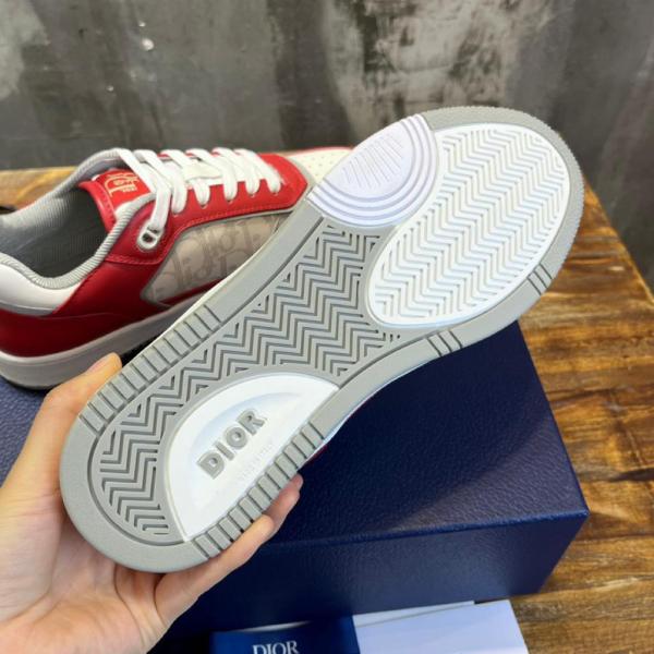 Dior B27 Low ERL Red and White Smooth Calfskin and White Dior Oblique Galaxy Leather with Rabbit Motif