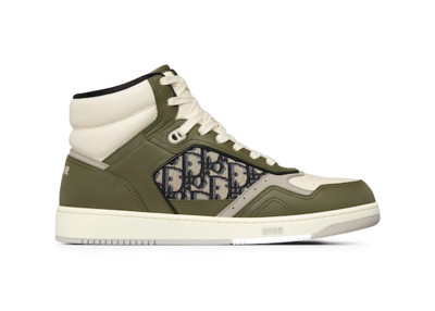 Dior B27 High Olive and Cream Smooth Calfskin with Beige and Black Dior Oblique Jacquard