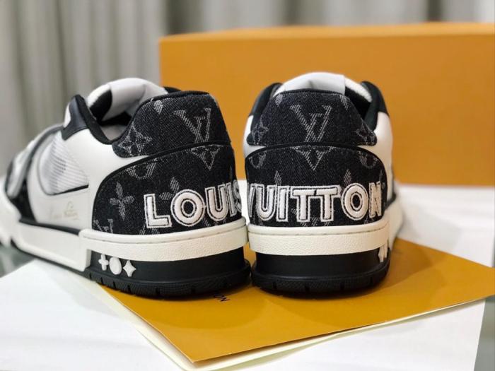 Louis Vuitton LV Trainer Velcro Strap Monogram Denim Black White