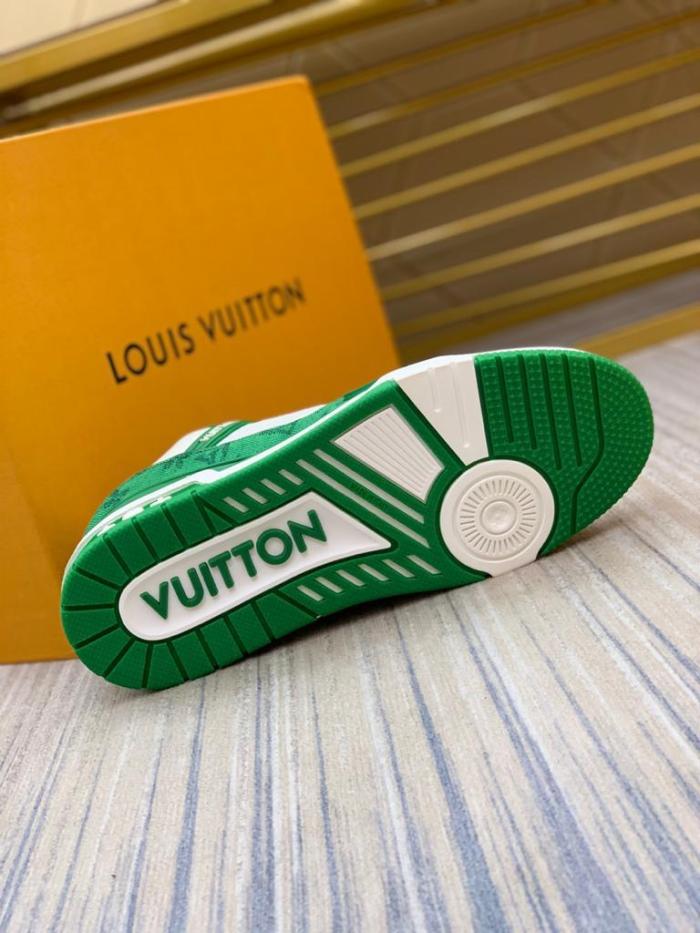 Louis Vuitton Trainer Green Monogram Denim White