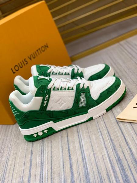 Louis Vuitton Trainer Green Monogram Denim White