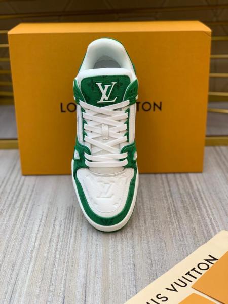 Louis Vuitton Trainer Green Monogram Denim White