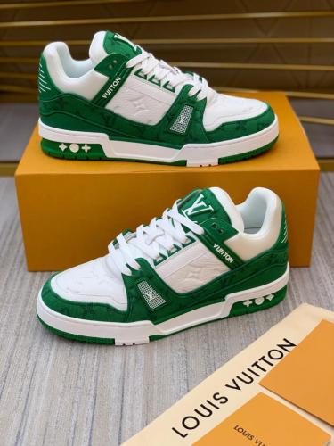 Louis Vuitton Trainer Green Monogram Denim White