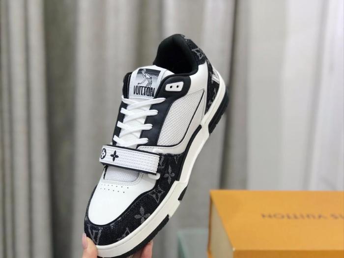 Louis Vuitton LV Trainer Velcro Strap Monogram Denim Black White