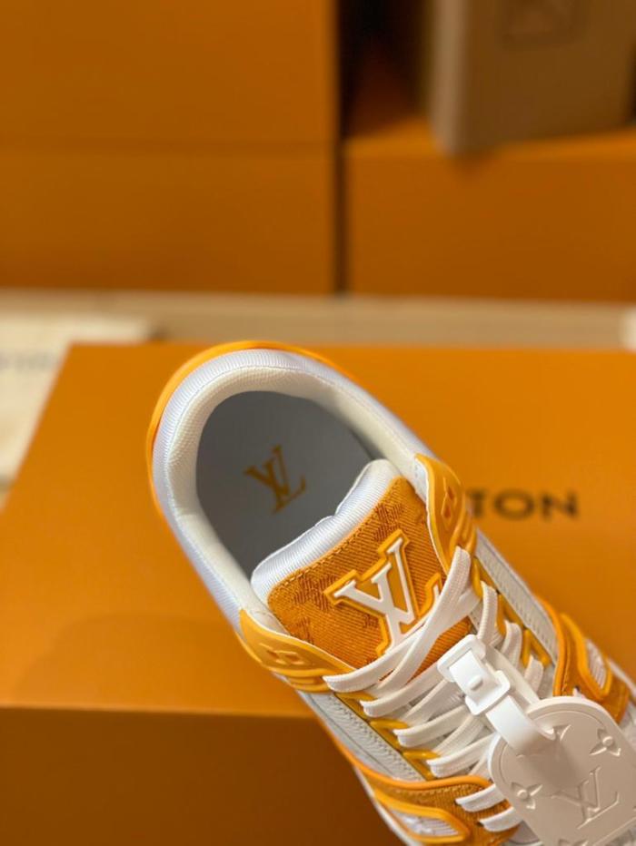 Louis Vuitton Trainer Yellow Monogram Denim White
