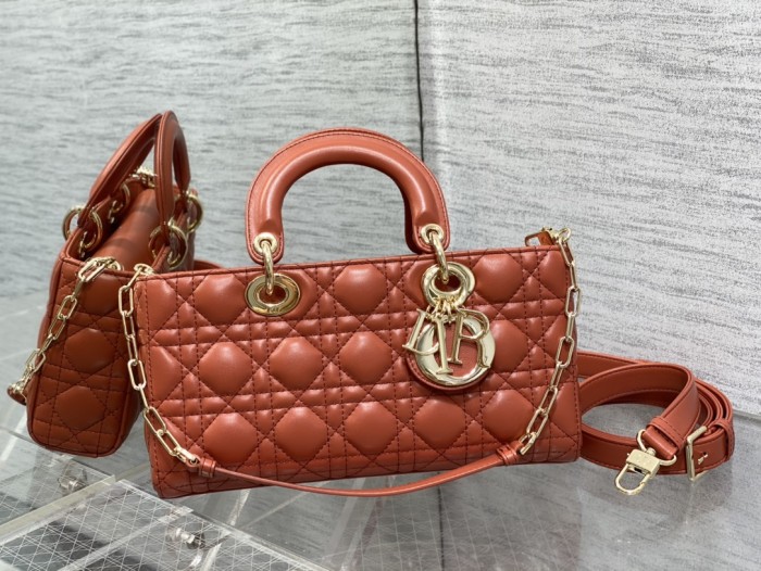 DIOR Lady D Joy Sheepskin Lady Dior Bag, Shoulder Bag, Crossbody Bag, Handbag Medium Size Women's Red M0540ONGE-M48M size 26*5*13.5cm