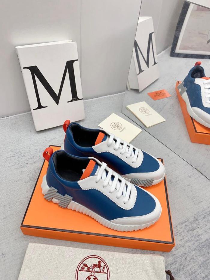 HERMES Bouncing Low top Casual Shoes Blue Gray