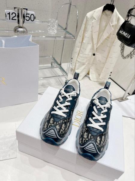 DIOR VIBE SNEAKER Deep Blue Dior Oblique Technical Fabric and Transparent Rubber