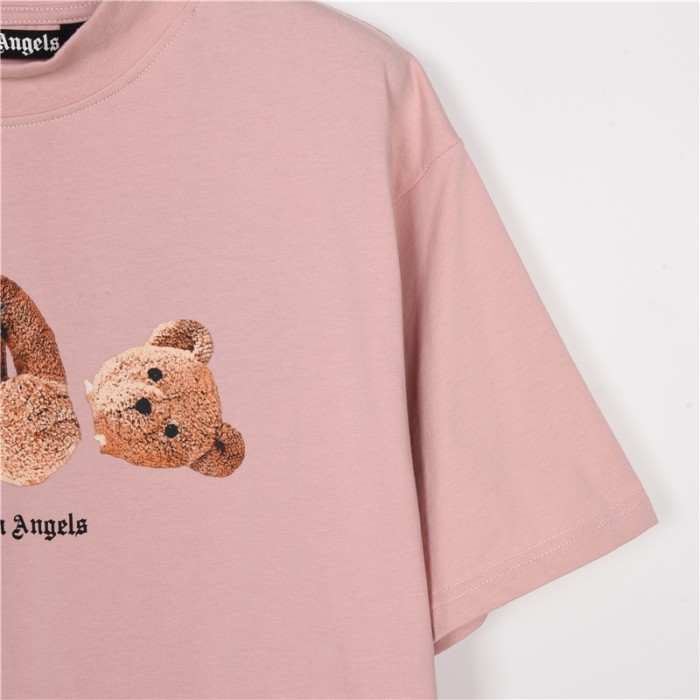 PALM ANGELS Bear Print Cotton T Shirt Light Pink