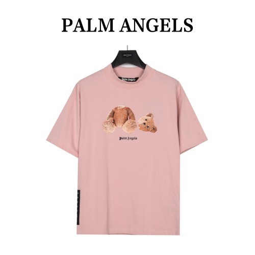 PALM ANGELS Bear Print Cotton T Shirt Light Pink