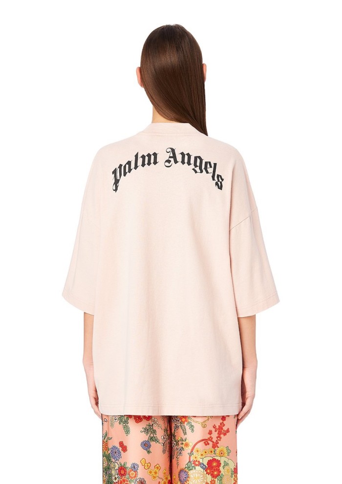 PALM ANGELS Bear Print Cotton T Shirt Light Pink
