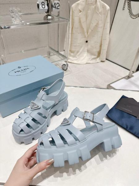 Prada Monolith Foam Rubber 55mm Sandals Light Blue