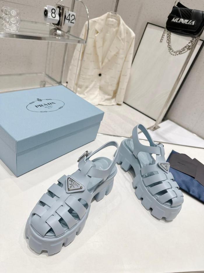 Prada Monolith Foam Rubber 55mm Sandals Light Blue