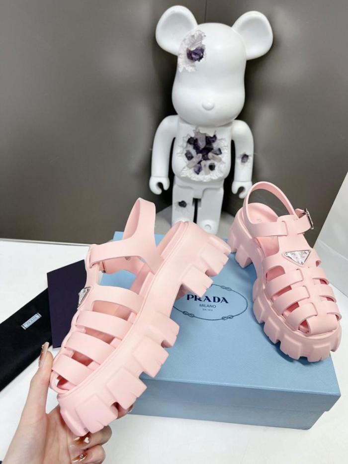 Prada Monolith Foam Rubber 55mm Sandals Alabaster Pink