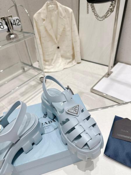 Prada Monolith Foam Rubber 55mm Sandals Light Blue