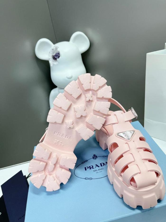 Prada Monolith Foam Rubber 55mm Sandals Alabaster Pink