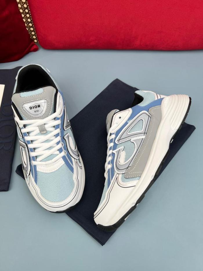 Dior B30 SNEAKER Light Blue Mesh and Blue, Gray and White Technical Fabric