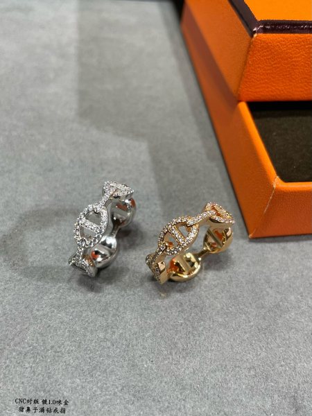 HERMES Chaine D'Ancre Karat Gold Rings Women's Rose Gold