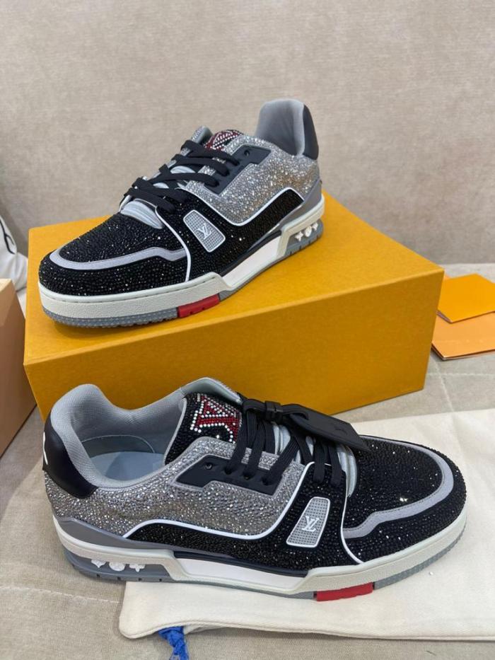 Louis Vuitton LV Trainer Black Grey Crystal