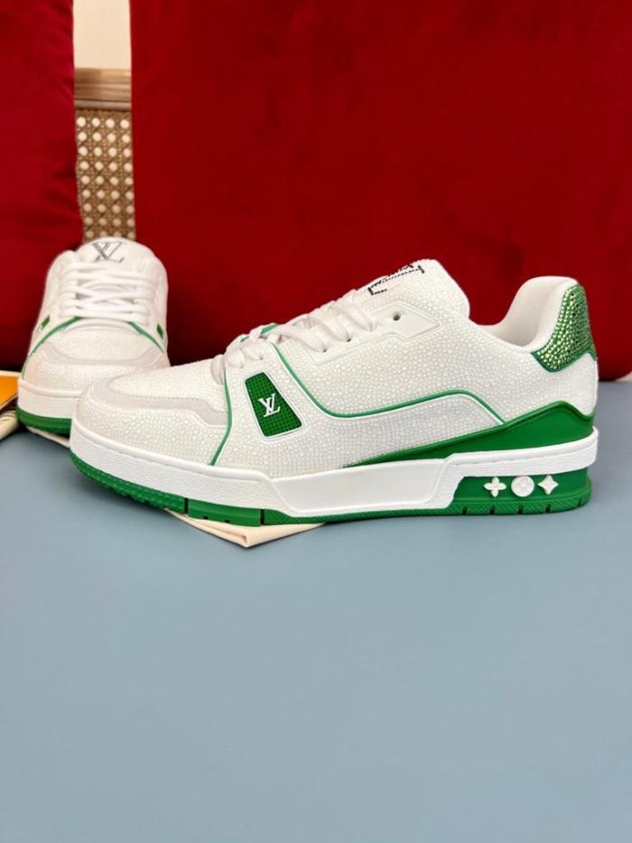 Louis Vuitton LV Trainer Green Strass