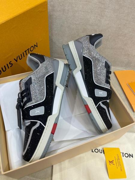 Louis Vuitton LV Trainer Black Grey Crystal