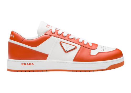 Prada Downtown Low Top Sneakers Leather White Orange