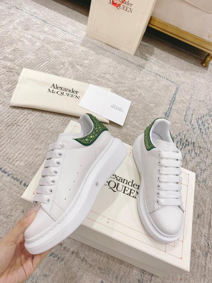 Alexander McQueen Crystal-embellished Oversized Sneaker in White/acid Green