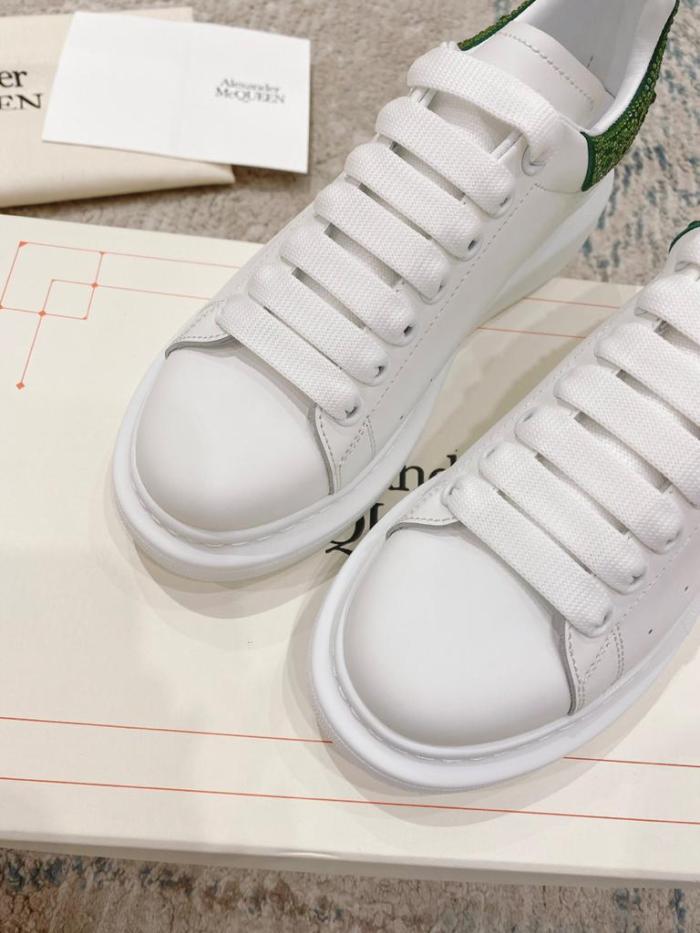 Alexander McQueen Crystal-embellished Oversized Sneaker in White/acid Green