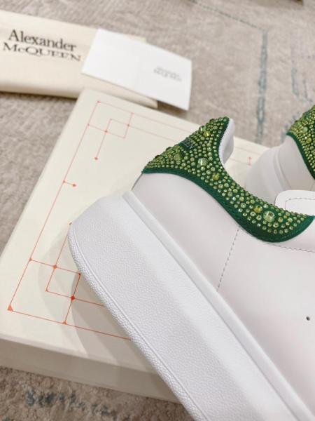 Alexander McQueen Crystal-embellished Oversized Sneaker in White/acid Green