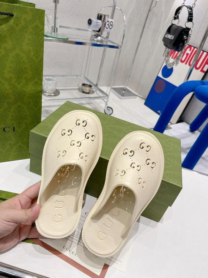 Gucci Wmns Platform Perforated G Sandal 'White Rubber' Women's