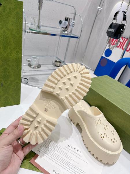 Gucci Wmns Platform Perforated G Sandal 'White Rubber' Women's