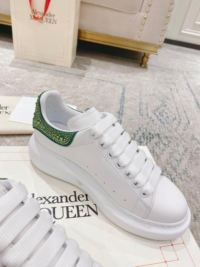 Alexander McQueen Crystal-embellished Oversized Sneaker in White/acid Green