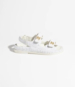 Chanel Tweed Sandal White Cotton