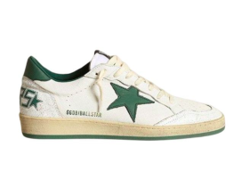 Golden Goose Ball Star leather low side lace-up fashion board shoes white green