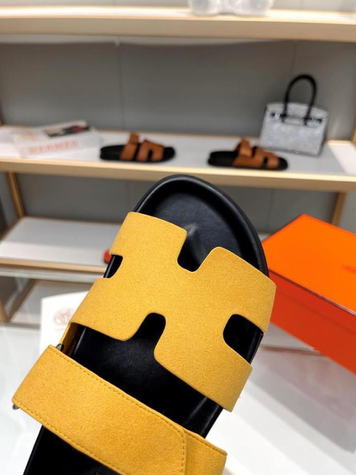 Hermes Chypre sandal Yellow suede