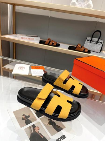 Hermes Chypre sandal Yellow suede