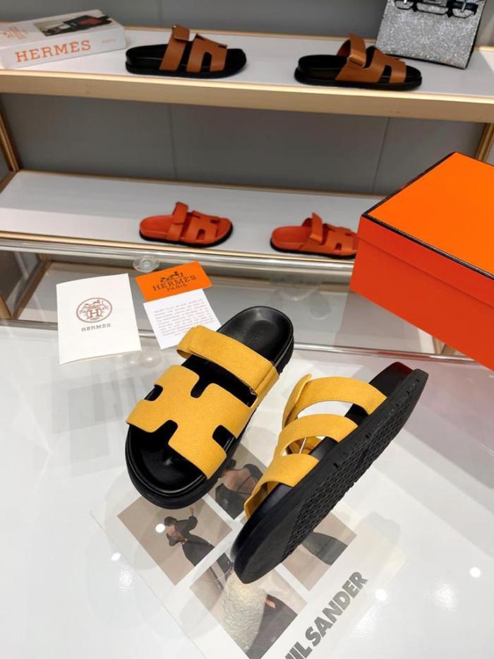 Hermes Chypre sandal Yellow suede
