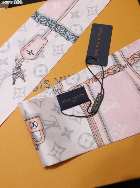 LOUIS VUITTON Silk Hair Bands Women's Light Pink M70637 120*8cm