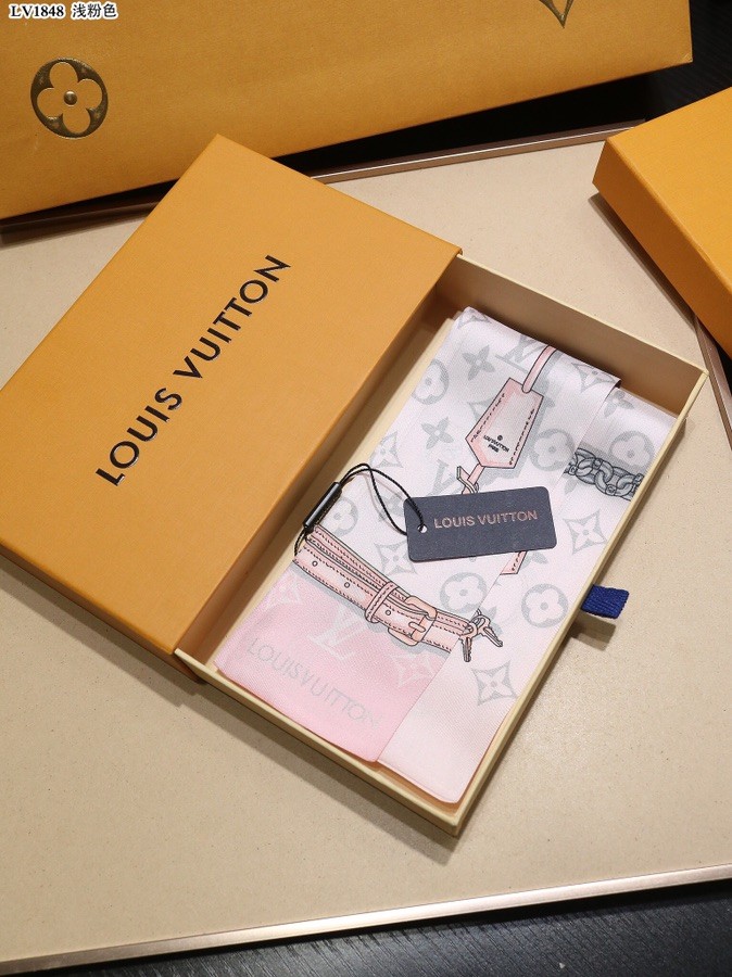 LOUIS VUITTON Silk Hair Bands Women's Light Pink M70637 120*8cm