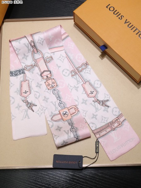 LOUIS VUITTON Silk Hair Bands Women's Light Pink M70637 120*8cm