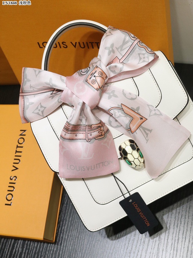 LOUIS VUITTON Silk Hair Bands Women's Light Pink M70637 120*8cm