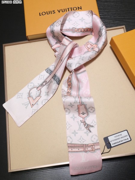 LOUIS VUITTON Silk Hair Bands Women's Light Pink M70637 120*8cm