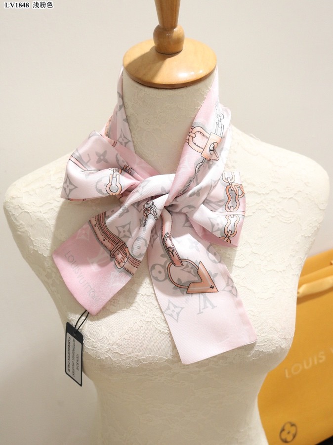 LOUIS VUITTON Silk Hair Bands Women's Light Pink M70637 120*8cm