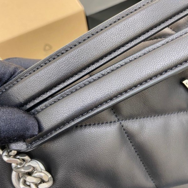 SAINT LAURENT LOULOUPUFFER Sheepskin Cloud Bag, Pillow Bag, Crossbody Bag, Shoulder Bag Medium Women's Black 577475-1EL00-1000 size L35*W13.5*H23cm