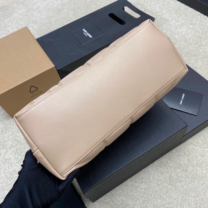 SAINT LAURENT LOULOU Lambskin Puffer Cloud Bag, Pillow Bag, Chain Shoulder Bag, Crossbody Bag Women's Beige 577475-1EL07-9141 size L35*W13*H25