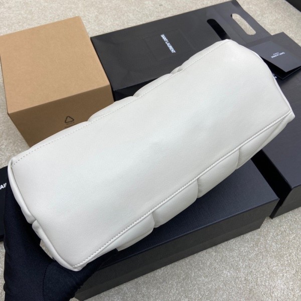 SAINT LAURENT LOULOUPUFFER Quilting Lambskin Cloud Pillow Bag, Crossbody Bag, Shoulder Bag Women's White 577475-1EL00-9207 size L35*W13.5*H23cm