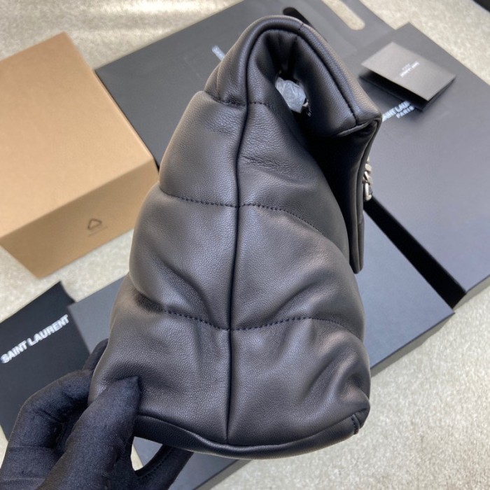 SAINT LAURENT LOULOUPUFFER Sheepskin Cloud Bag, Pillow Bag, Crossbody Bag, Shoulder Bag Medium Women's Black 577475-1EL00-1000 size L35*W13.5*H23cm