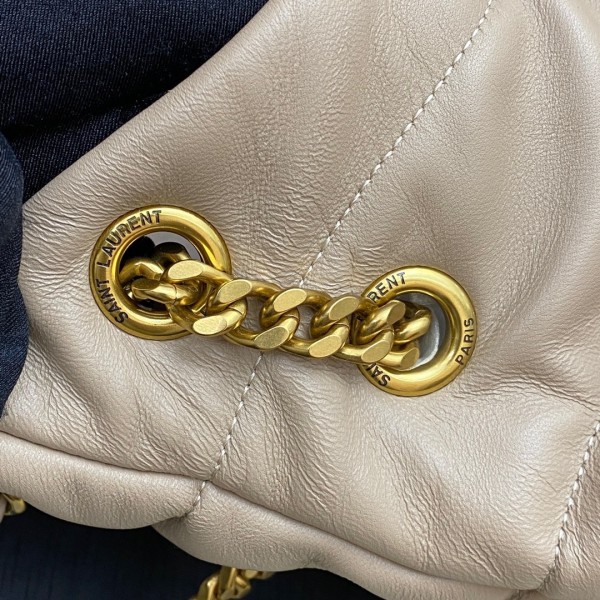 SAINT LAURENT LOULOU Lambskin Puffer Cloud Bag, Pillow Bag, Chain Shoulder Bag, Crossbody Bag Women's Beige 577475-1EL07-9141 size L35*W13*H25